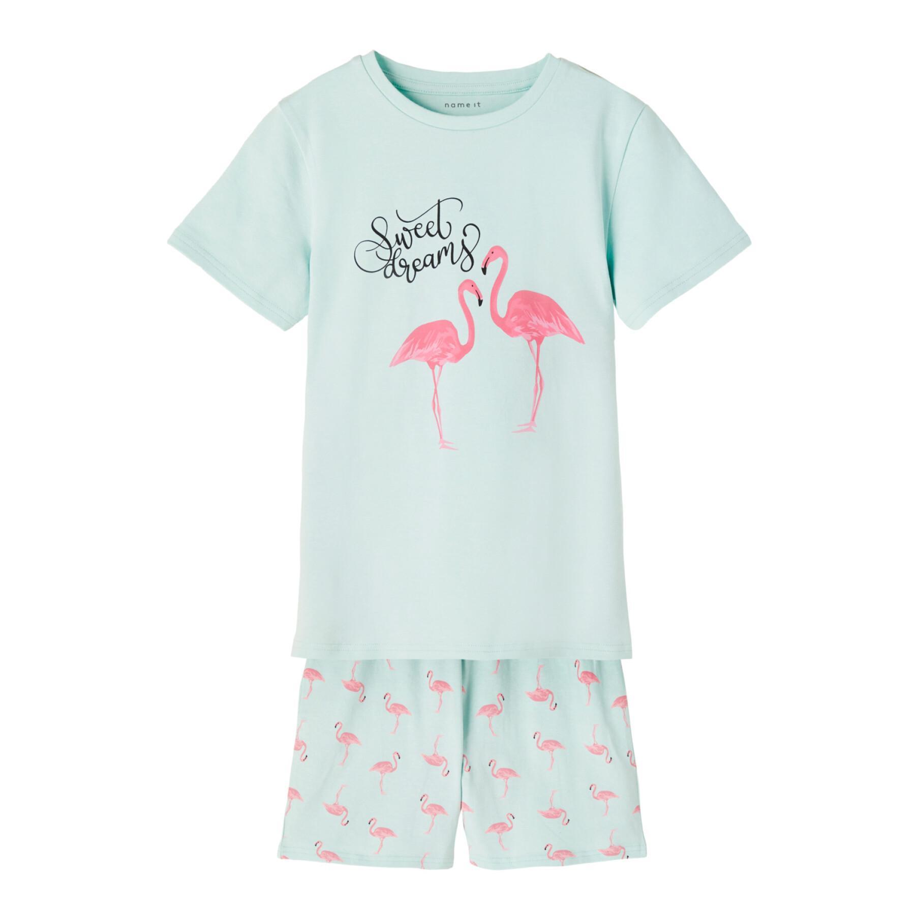 Pijama de menina Name it Nightset flamingo