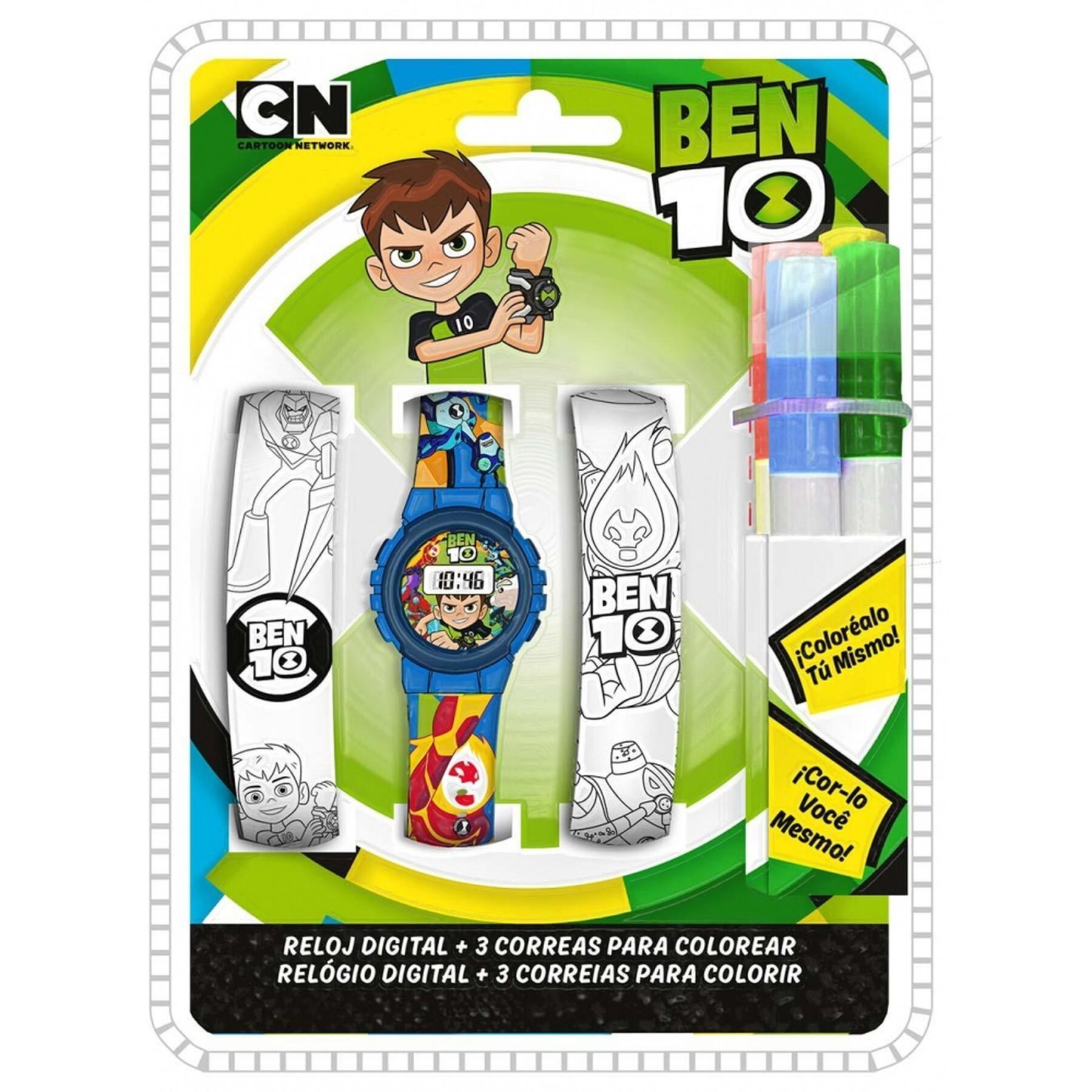 Relógio digital com pulseiras para colorir para rede de desenhos animados infantis Ben 10