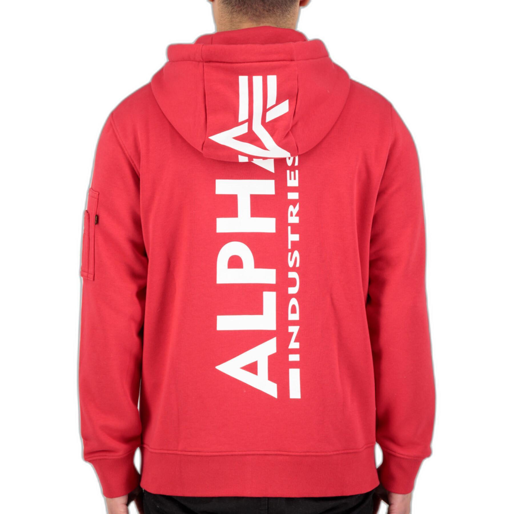 Sweatshirt zíper com capuz impresso no verso Alpha Industries