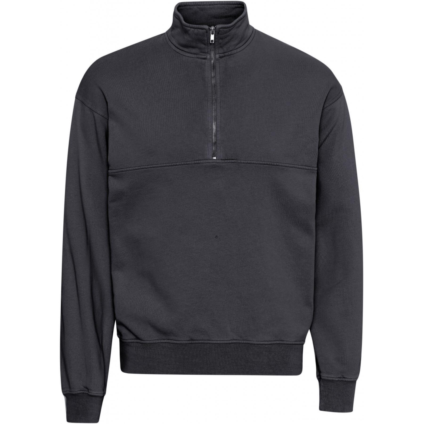 Sweatshirt 1/4 zip Colorful Standard Organic lava grey