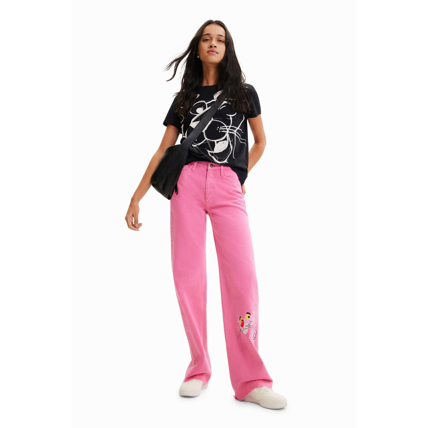 T-shirt de contraste Pink Panther para mulheres Desigual