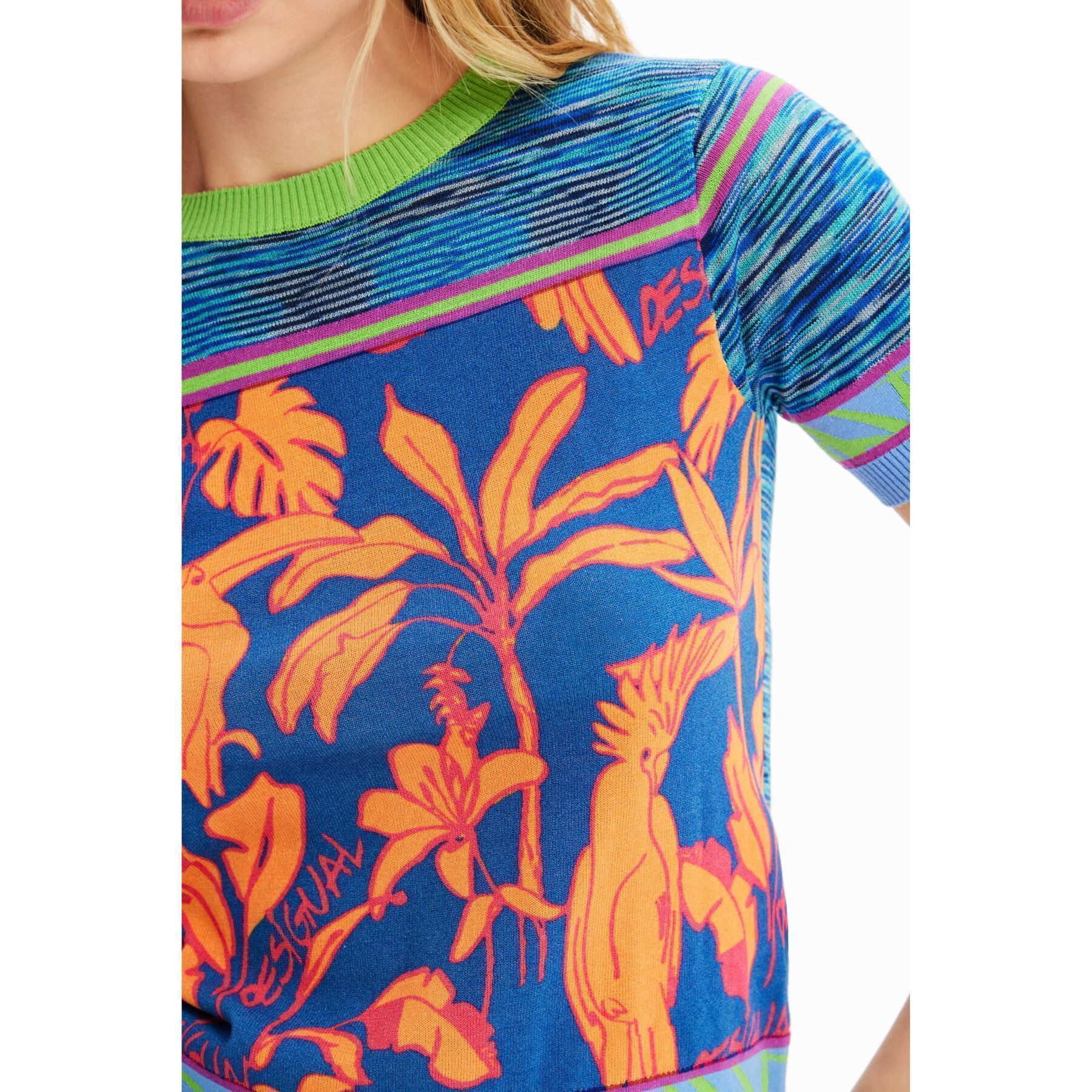 T-shirt de malha tropical feminina Desigual
