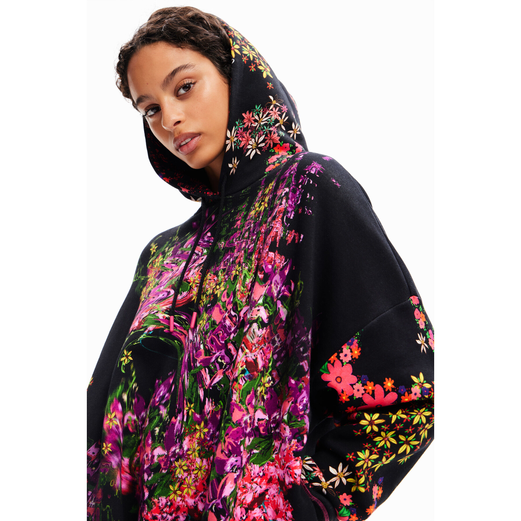 Sweatshirt floral de grandes dimensões para mulher Desigual