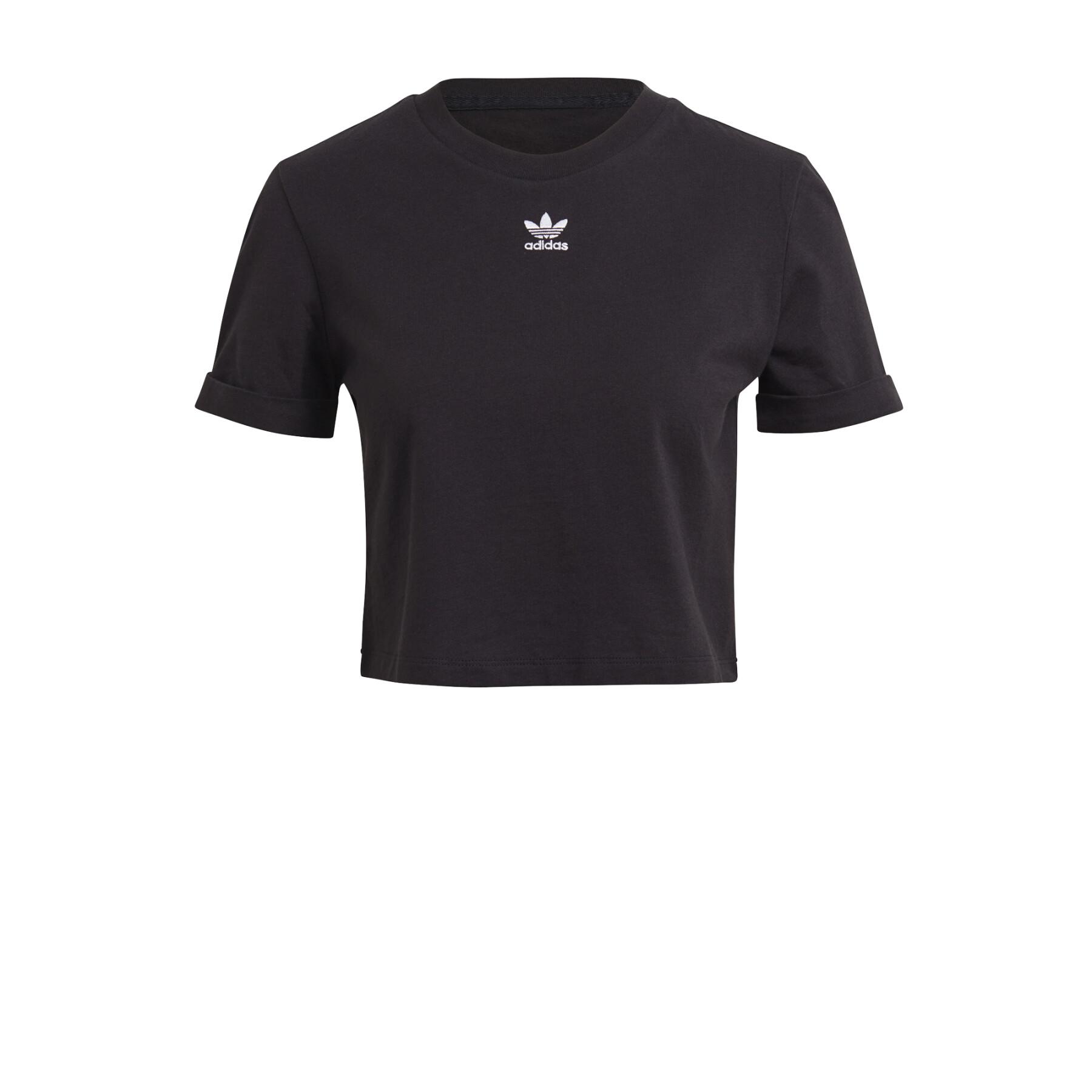 Camiseta feminina adidas Originals Adicolor Cropped Roll-Up Sleeve
