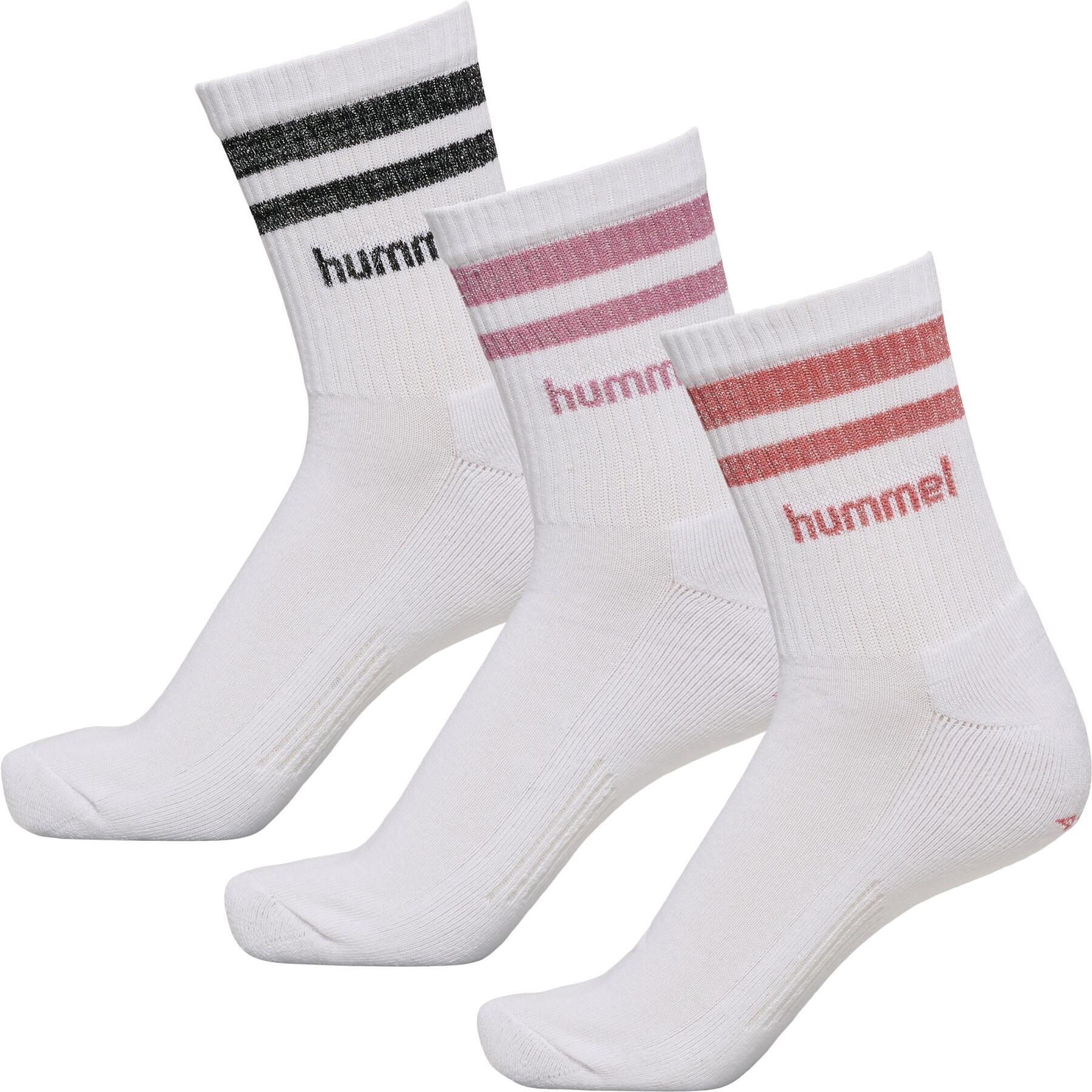 Conjunto de 3 pares de meias femininas Hummel Retro Lurex
