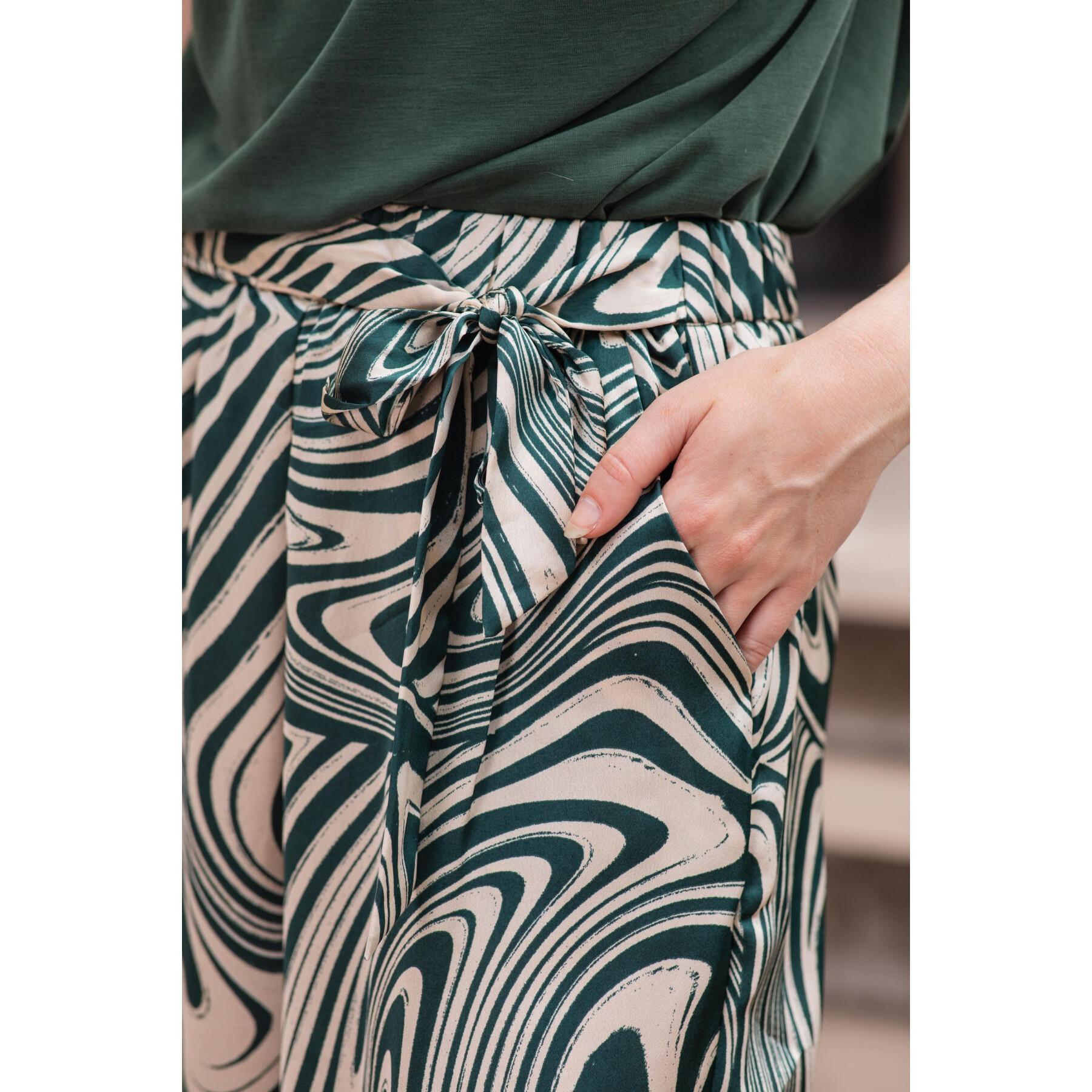 Calças de impressão gráfica feminina de perna larga La Petite Étoile Iwa