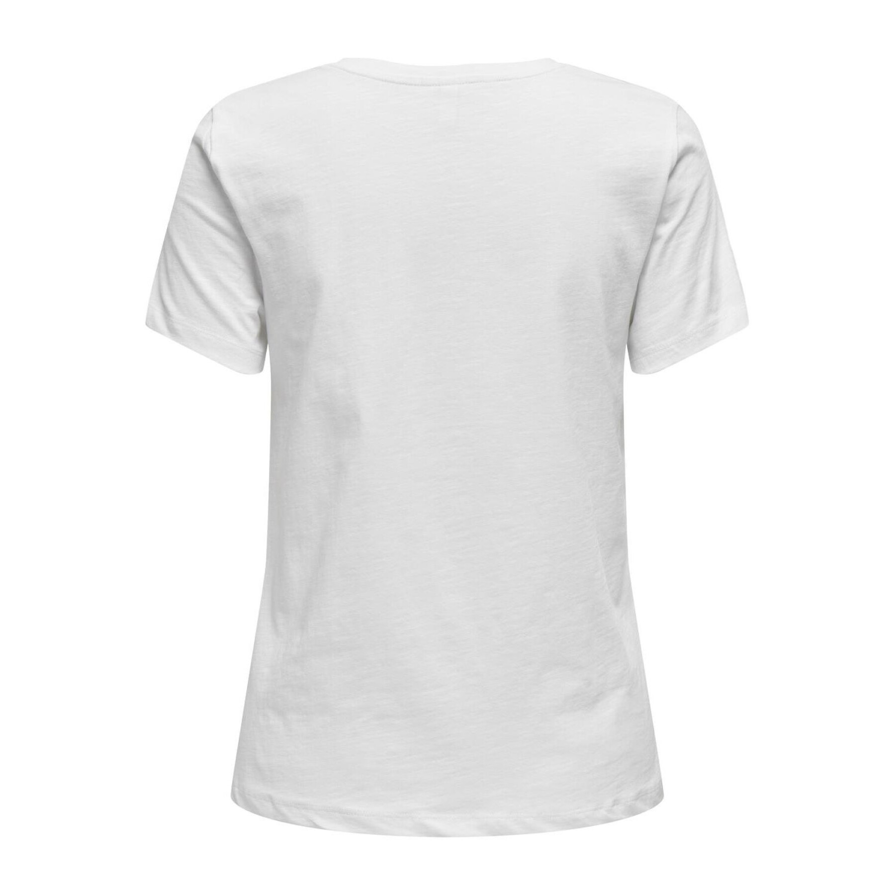 T-shirt de pescoço em v das mulheres Only Ketty Life