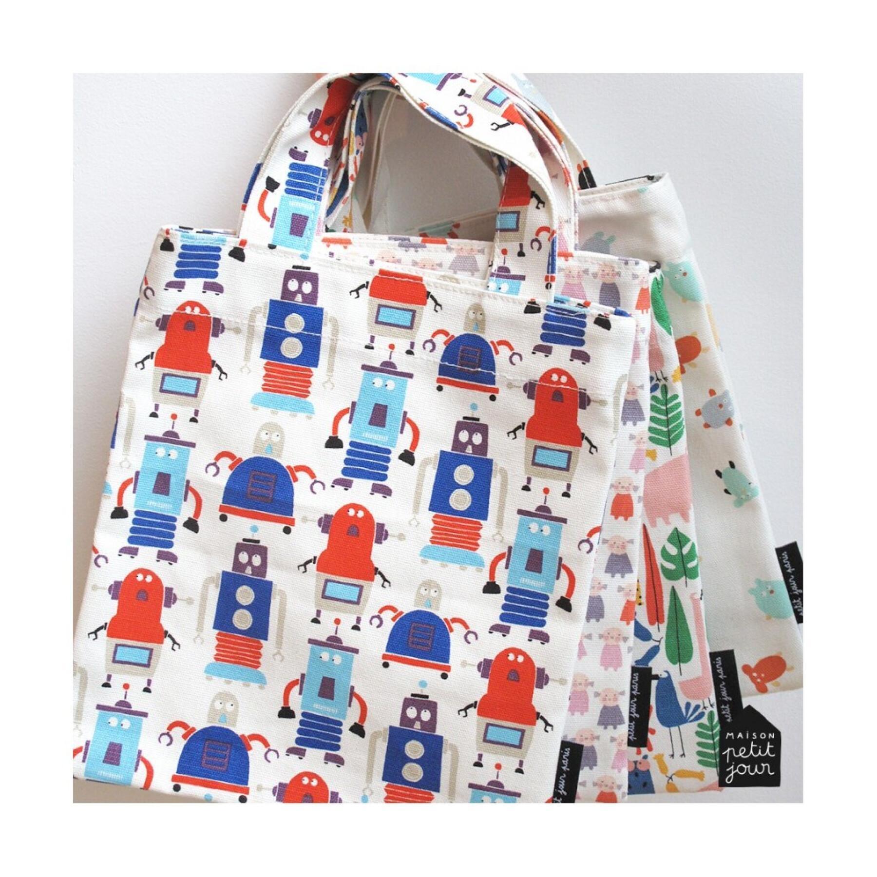 Mini saco de compras para crianças Petit Jour Les Robots