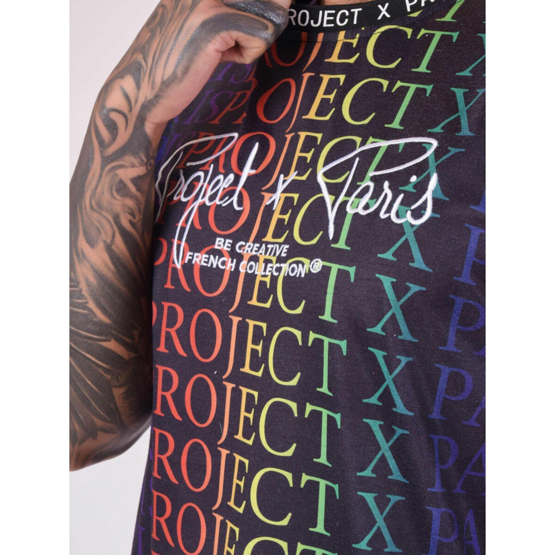 T-shirt com logótipo do gradiente do arco-íris Project X Paris