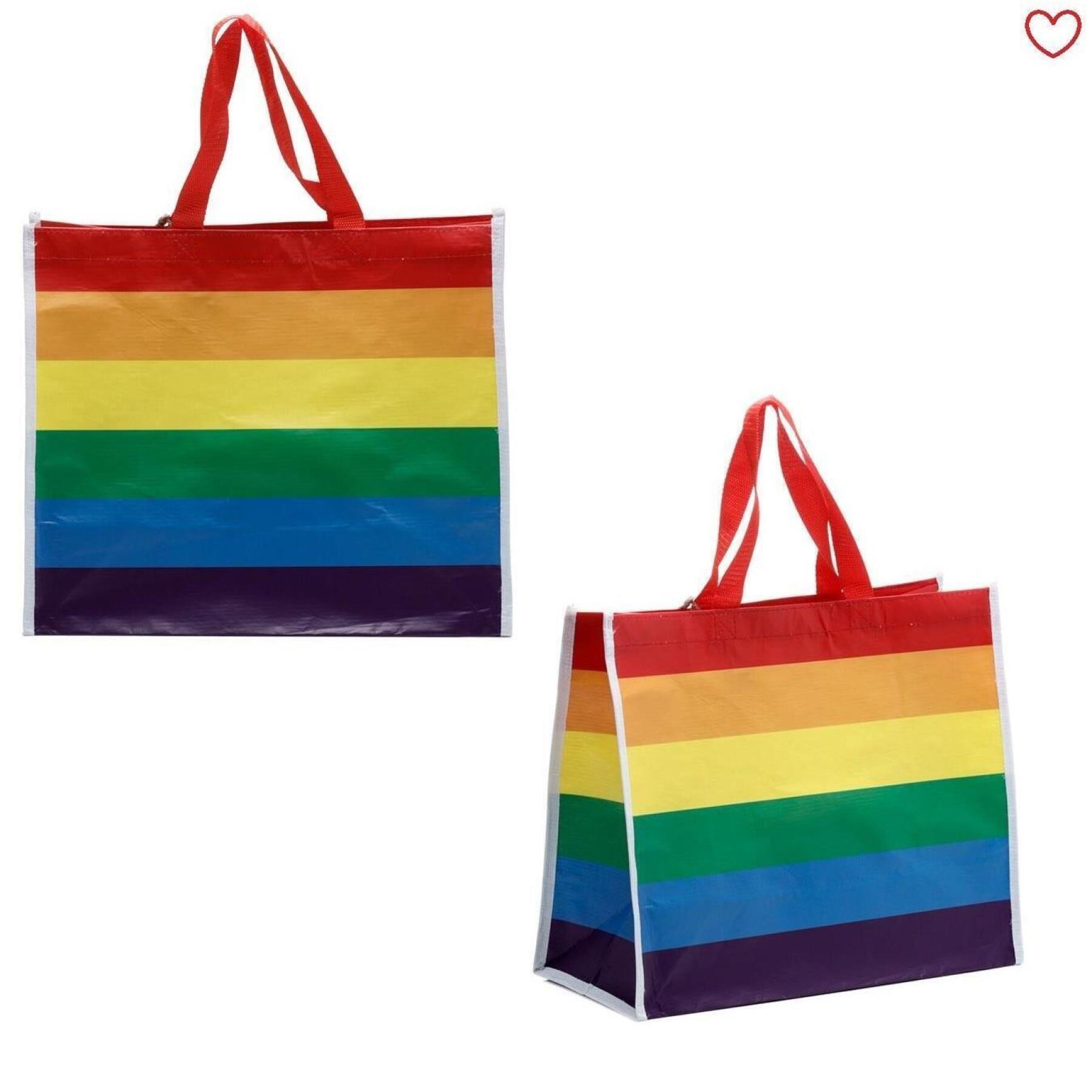 Saco de compras de plástico bandeira com riscas do arco-íris Puckator RPET