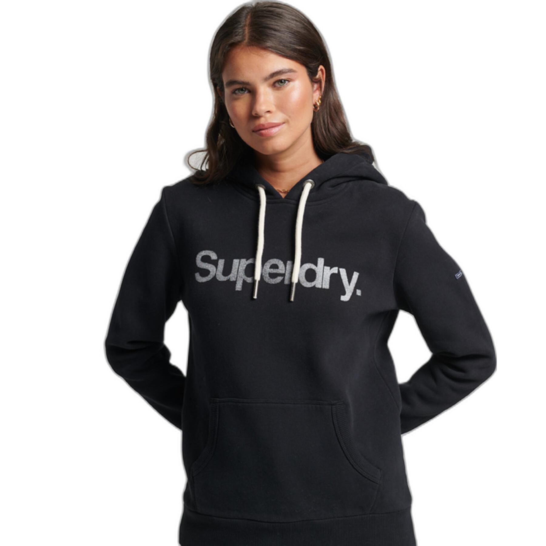 Camisola de algodão orgânico feminino com capuz Superdry Core Logo