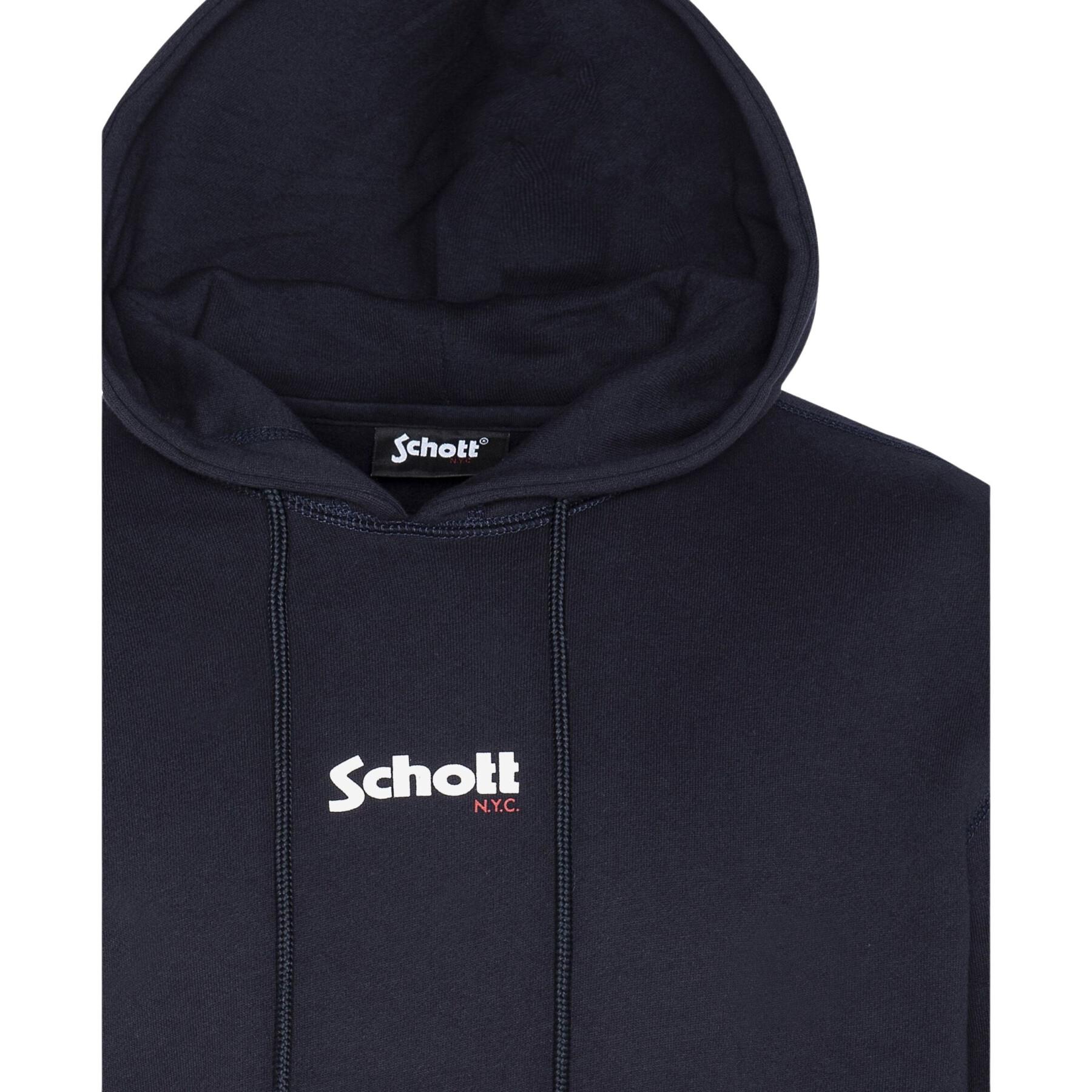Blusa de moletom com capuz e pequeno logotipo Schott