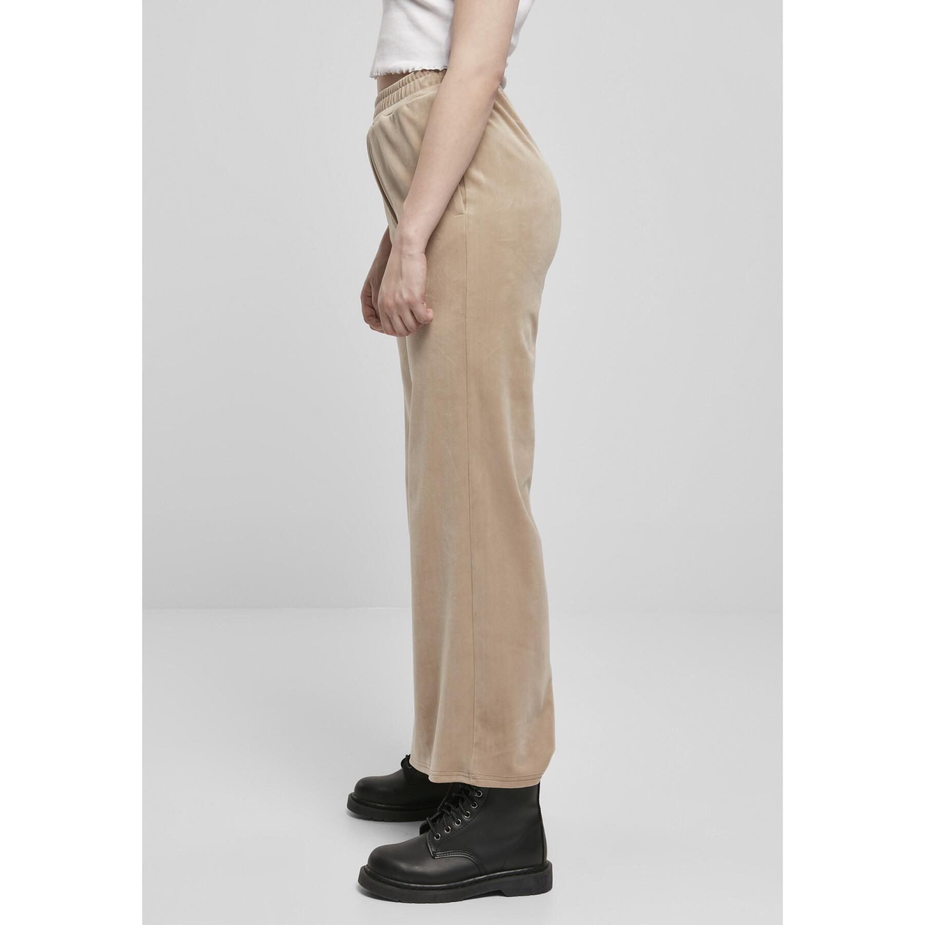 Calças femininas Urban Classics high waist straight velvet (GT)
