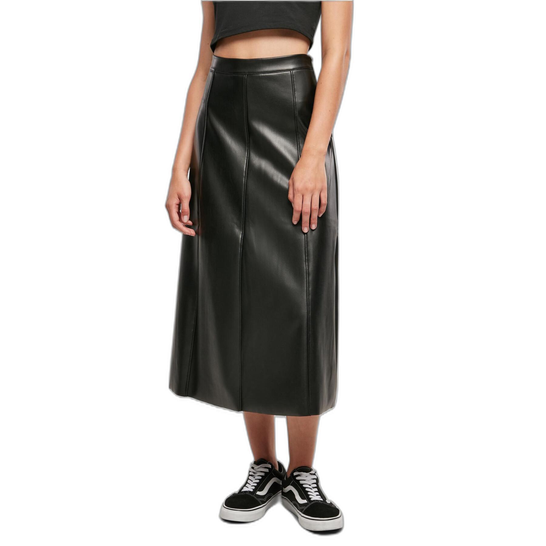 Mulher de saia de couro sintético de comprimento médio Urban Classics