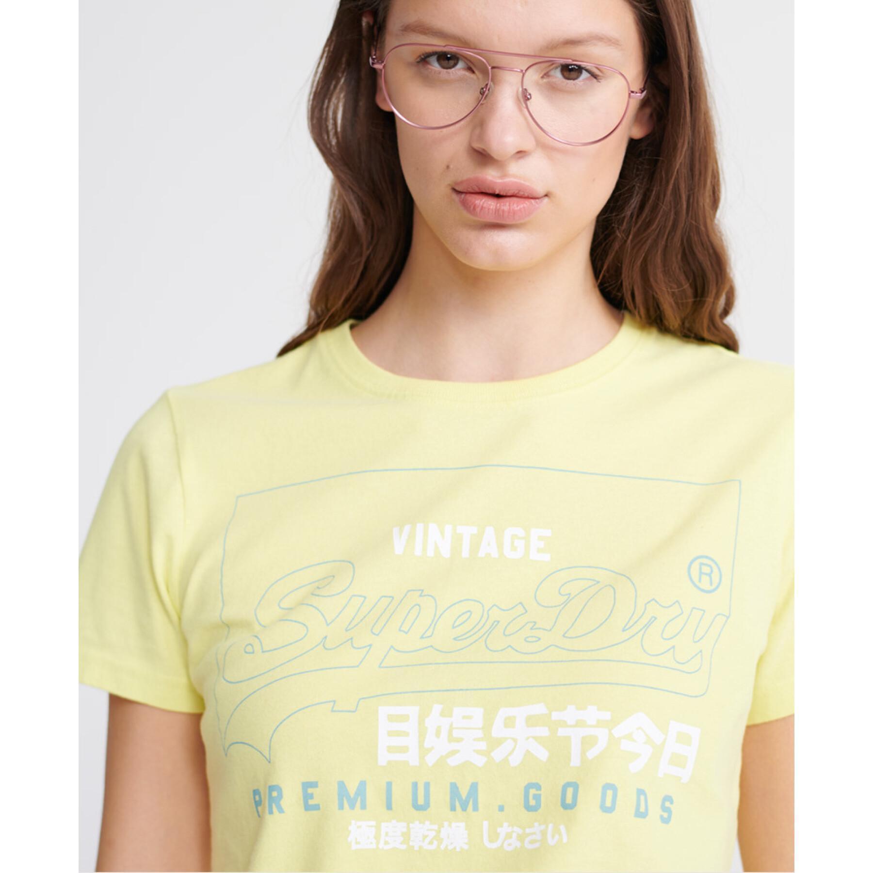 Camiseta de contorno de algodão orgânico feminino Superdry Premium Goods Label