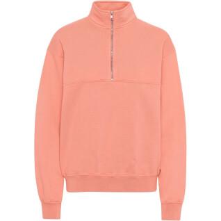 Sweatshirt 1/4 zip Colorful Standard Organic bright coral