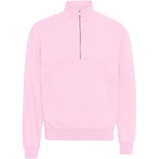 Sweatshirt 1/4 zip Colorful Standard Organic flamingo pink