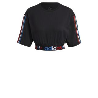 Camiseta feminina adidas Originals Adicolor Primeblue Tricolor Cropped