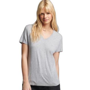 Camiseta de algodão orgânico com decote em V para mulheres Superdry