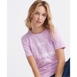 Camiseta de contorno de algodão orgânico feminino Superdry Premium Goods Label
