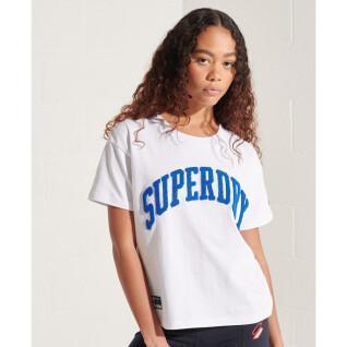 Camiseta de corte reto feminino Superdry Varsity Arch