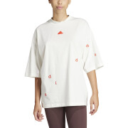 T-shirt feminina larga com bordados adidas