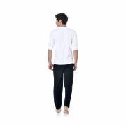 Conjunto de pyjama longo com camisola de dois tons em V Serge Blanco