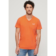 T-shirt de algodão orgânico com gola em V e logótipo Superdry Essential