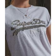 Camiseta de lantejoulas femininas Superdry Vintage Logo